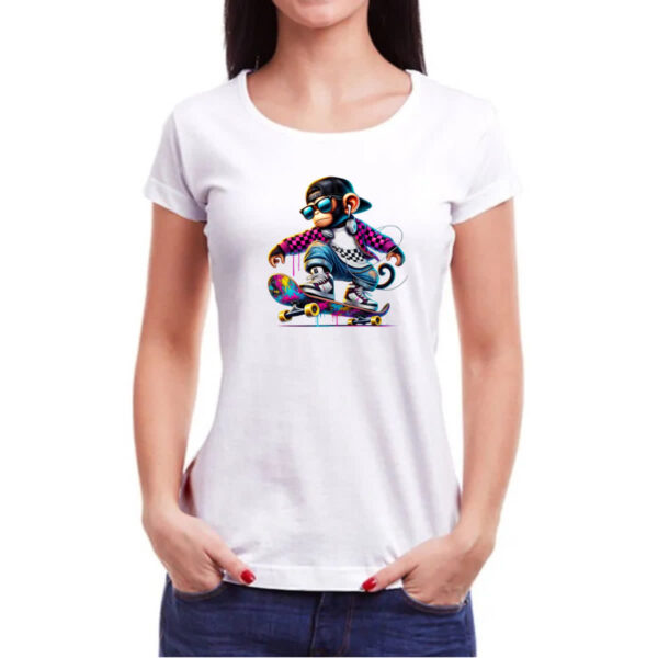 Camiseta Baby Look Chinpanze hip hop neon - Imagem 3