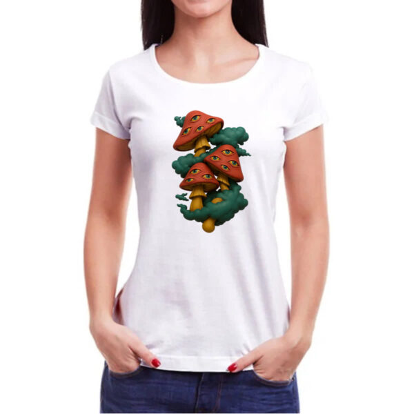 Camiseta Baby Look Cogumelos Off-White - Imagem 3