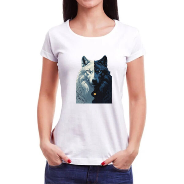 Camiseta Baby Look Lobo Yin-yang - Imagem 3