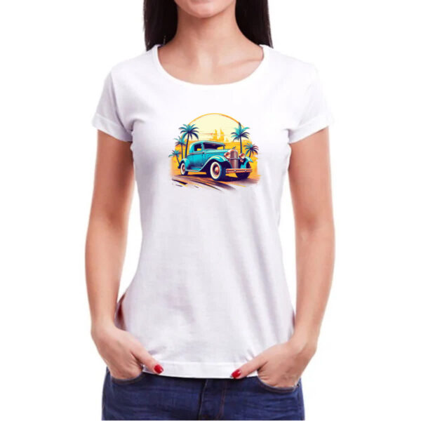 Camiseta Baby Look Vintage Carro Classico 02 - Imagem 3