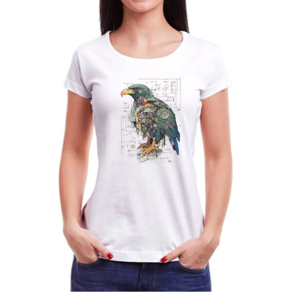Camiseta Baby Look Aguia Mecanica Interna Cyberpunk - Imagem 3