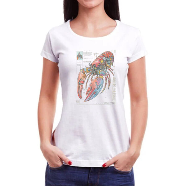 Camiseta Baby Look Lagosta Mecanica Interna Cyberpunk - Imagem 3