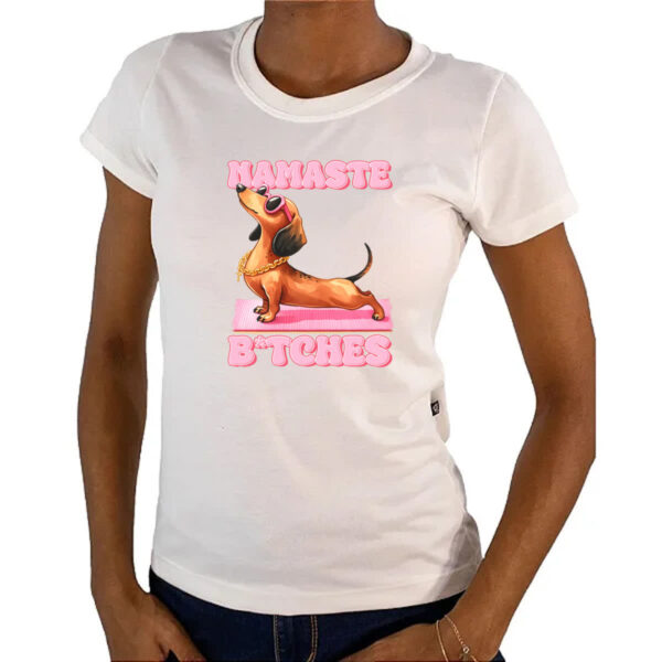 Camiseta Baby Look Namaste Dachshund - Imagem 4