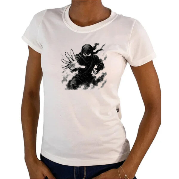 Camiseta Baby Look Ninja Smoke Grafite Arte - Imagem 4