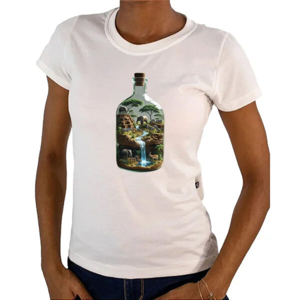 Camiseta Baby Look Oasis Africano na Garrafa - Imagem 4