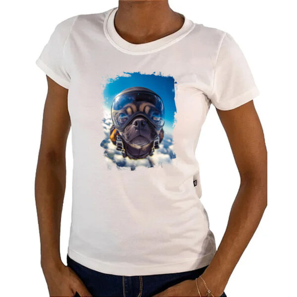 Camiseta Baby Look Pug paraquedista - Imagem 4