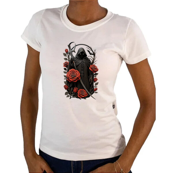 Camiseta Baby Look Morte entre rosas - Imagem 4