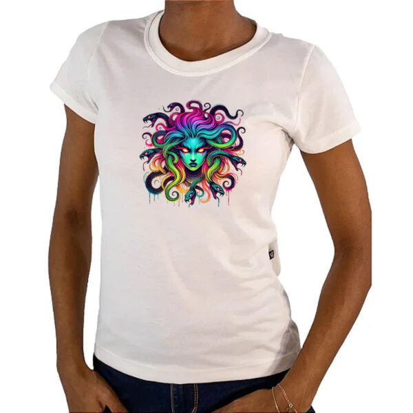 Camiseta Baby Look Medusa Neon Art - Imagem 4