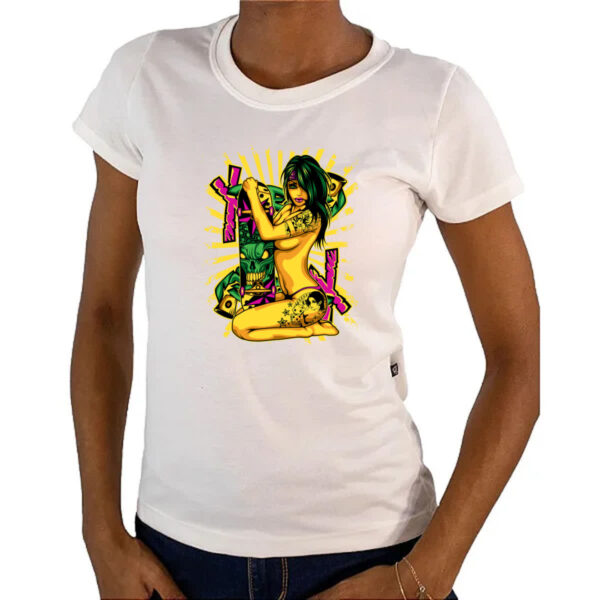 Camiseta Baby Look Gangster Girl Skate - Imagem 4