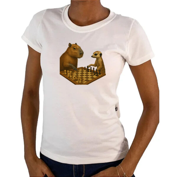 Camiseta Baby Look Xadrez Capivara vs Suricato - Imagem 4
