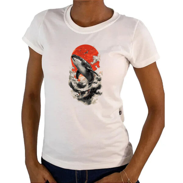 Camiseta Baby Look Baleia sunset japan - Imagem 4