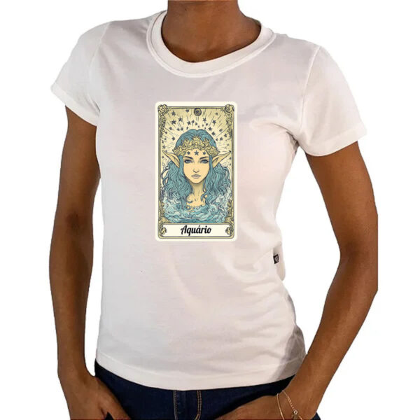 Camiseta Baby Look Carta Taro Signo Aquario - Imagem 4