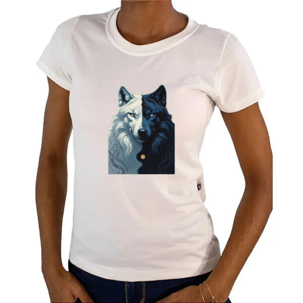 Camiseta Baby Look Lobo Yin-yang - Imagem 4