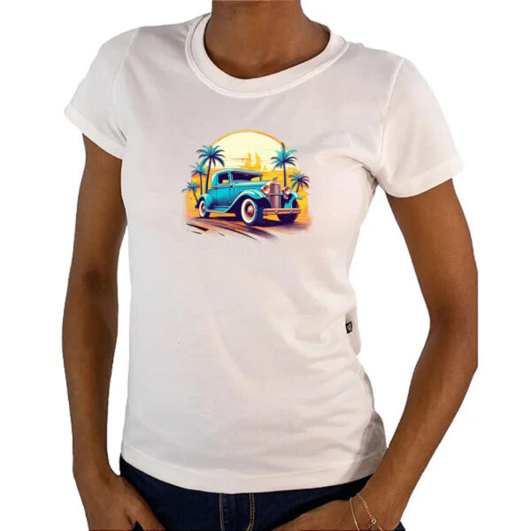 Camiseta Baby Look Vintage Carro Classico 02 - Imagem 4