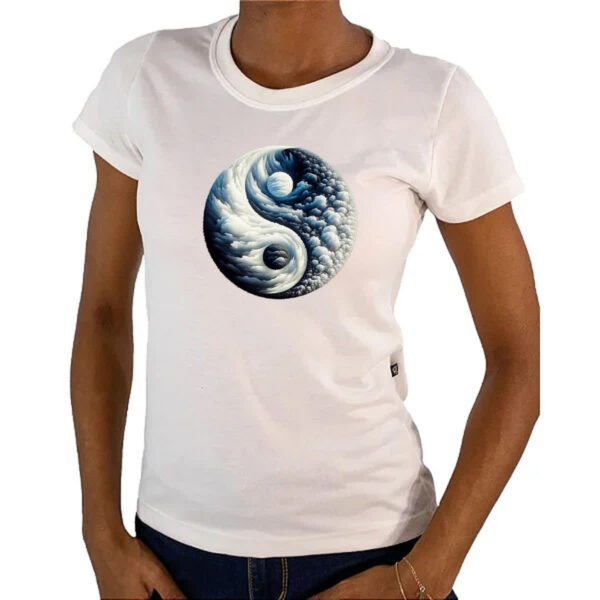 Camiseta Baby Look Yin Yang Nuvens - Imagem 4