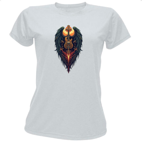 Camiseta Baby Look Guitarra Asas de Anjo