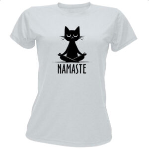 Camiseta Baby Look Namaste Gato Preto