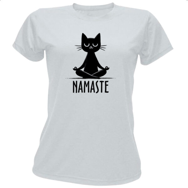 Camiseta Baby Look Namaste Gato Preto