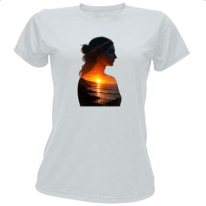 Camiseta Baby Look Silhueta mulher sunset