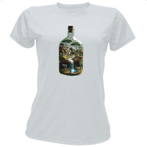 Camiseta Baby Look Oasis Africano na Garrafa