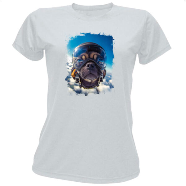 Camiseta Baby Look Pug paraquedista