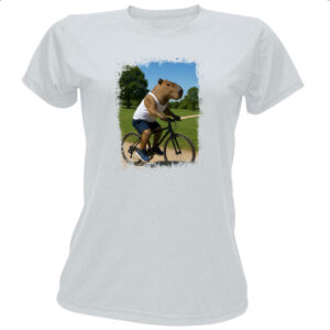 Camiseta Baby Look Capivara de bicicleta