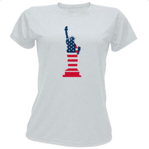 Camiseta Baby Look Estatua Liberdade Silhueta Bandeira EUA