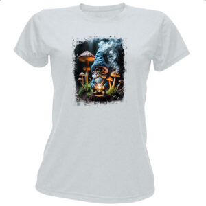 Camiseta Baby Look Floresta Gnomo Cogumelo