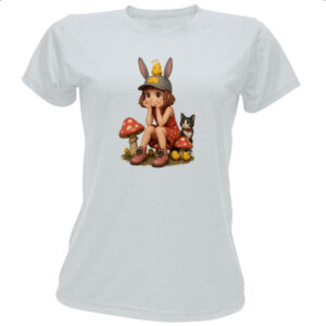 Camiseta Baby Look Menina Cute Cogumelos