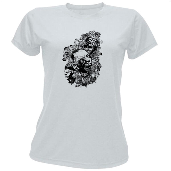 Camiseta Baby Look Zumbis psicodelico arte