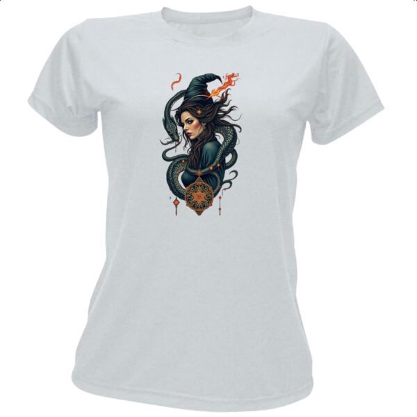 Camiseta Baby Look Feiticeira e a serpente