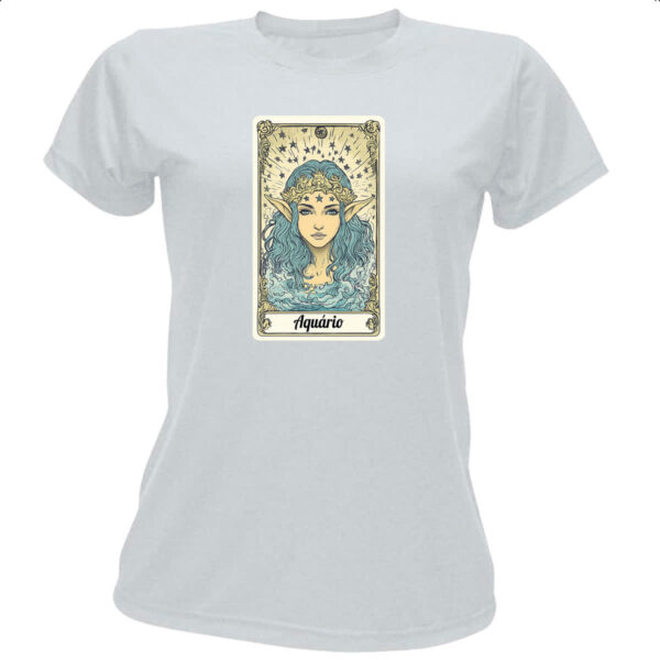 Camiseta Baby Look Carta Taro Signo Aquario