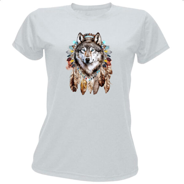 Camiseta Baby Look Lobo Nativo Americano