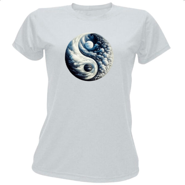 Camiseta Baby Look Yin Yang Nuvens