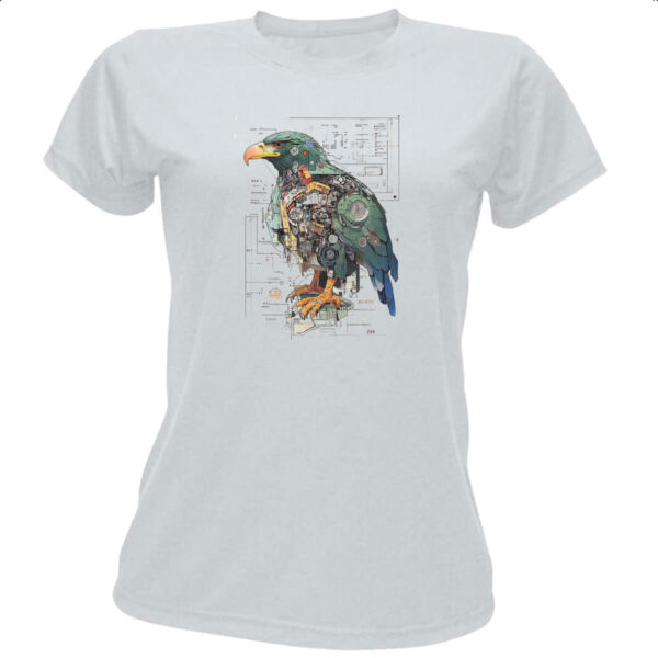 Camiseta Baby Look Aguia Mecanica Interna Cyberpunk