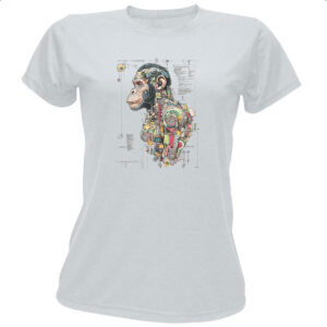 Camiseta Baby Look Chimpanze Mecanica Interna Cyberpunk