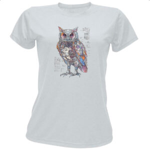 Camiseta Baby Look Coruja Mecanica Interna Cyberpunk