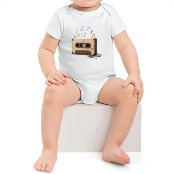 Body infantil Retro Fita K7 notas musicais - Imagem 2