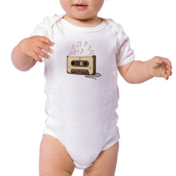 Body infantil Retro Fita K7 notas musicais - Imagem 3