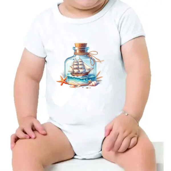 Body infantil Navio na garrafa travel art - Imagem 4
