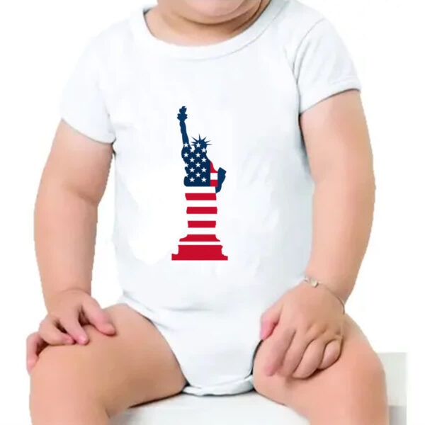 Body infantil Estatua Liberdade Silhueta Bandeira EUA - Imagem 4