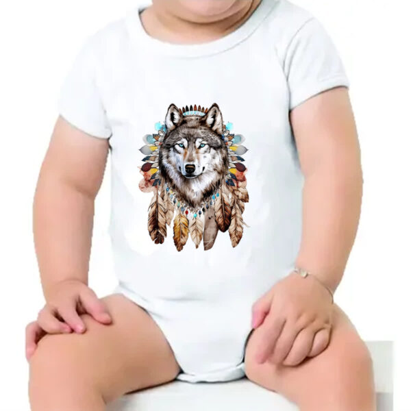 Body infantil Lobo Nativo Americano - Imagem 4