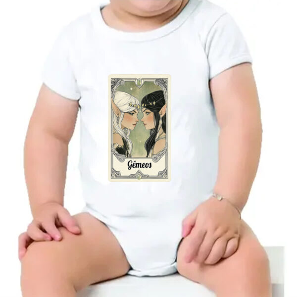 Body infantil Carta Taro Signo Gemeos - Imagem 4