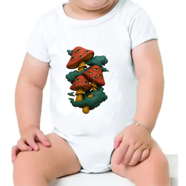 Body infantil Cogumelos Off-White - Imagem 4