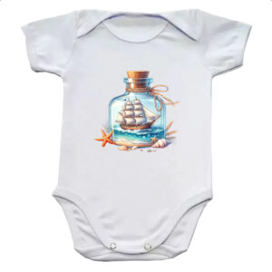 Body infantil Navio na garrafa travel art