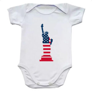 Body infantil Estatua Liberdade Silhueta Bandeira EUA