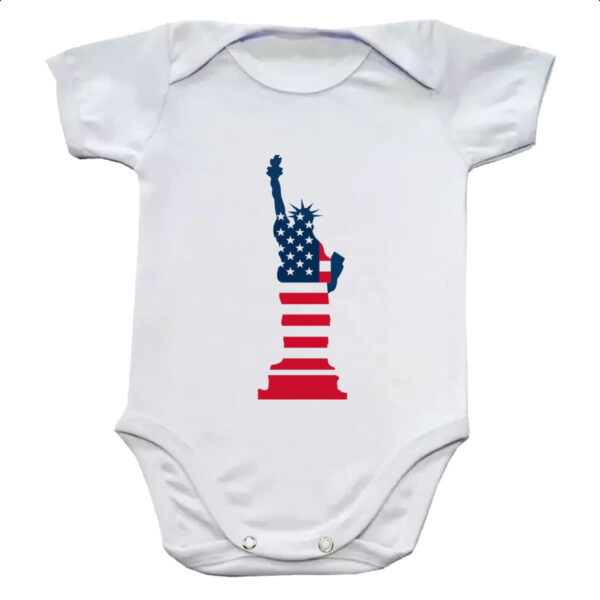 Body infantil Estatua Liberdade Silhueta Bandeira EUA