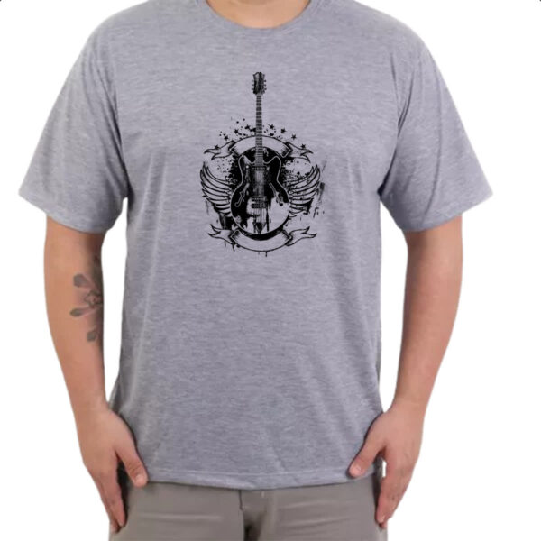 Camiseta Cinza Guitarra asas vintage - Imagem 3