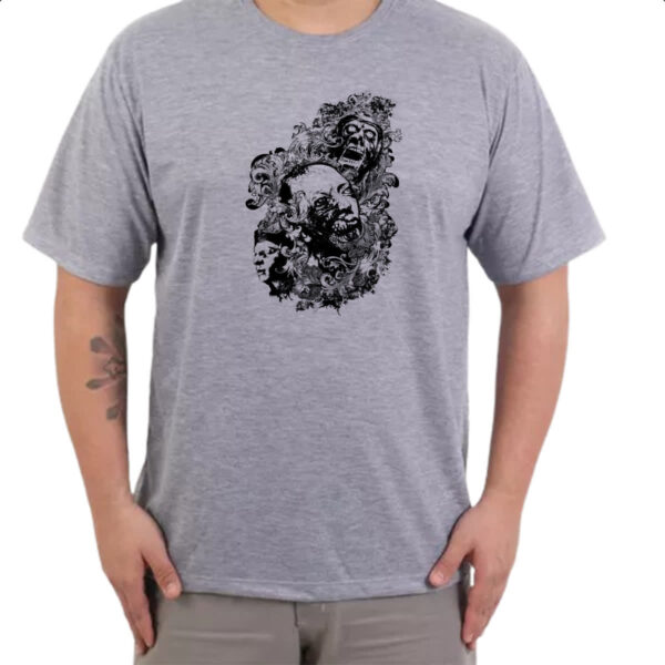 Camiseta Cinza Zumbis psicodelico arte - Imagem 3
