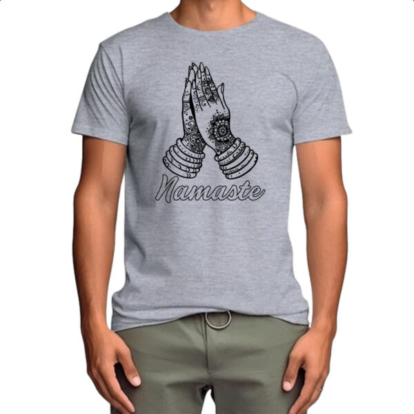 Camiseta Cinza Namaste Girl Hands - Imagem 4